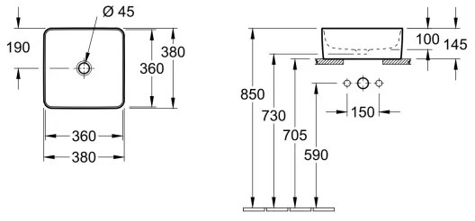 Villeroy & Boch 4A213801 - Ráültethető mosdó COLLARO 38x38 cm kerámia/fehér