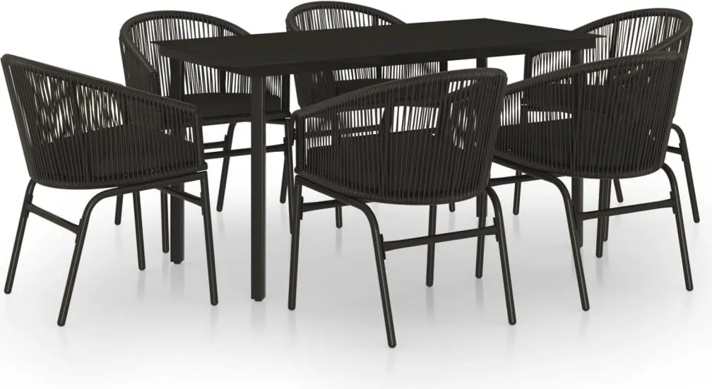 vidaXL 7 részes fekete kerti étkezőgarnitúra