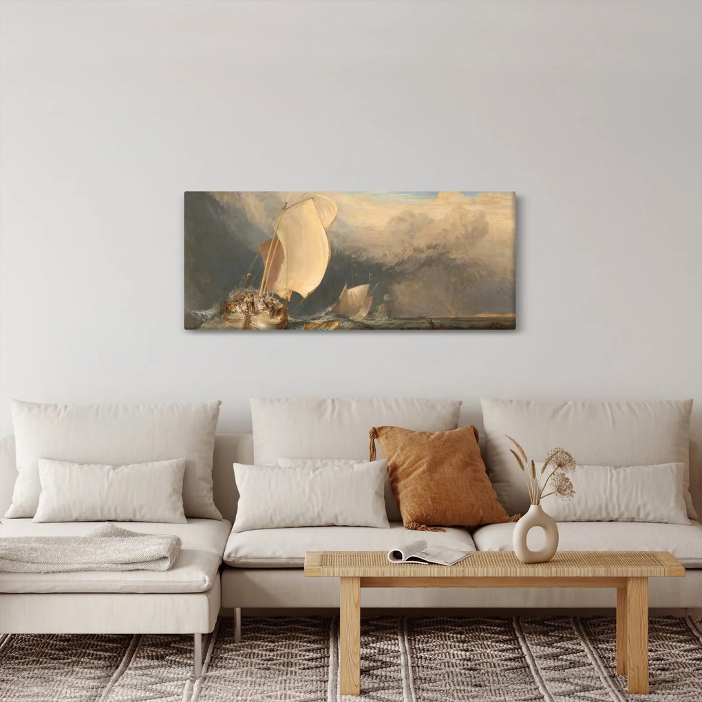 Kép - William Turner, Fishing Boats with Hucksters Bargaining for Fish, reprodukciók (120x50 cm)