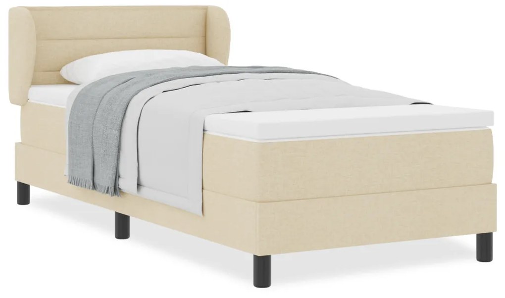 Boxspring Ágy Matrac Krem 90x200 cm Szövet