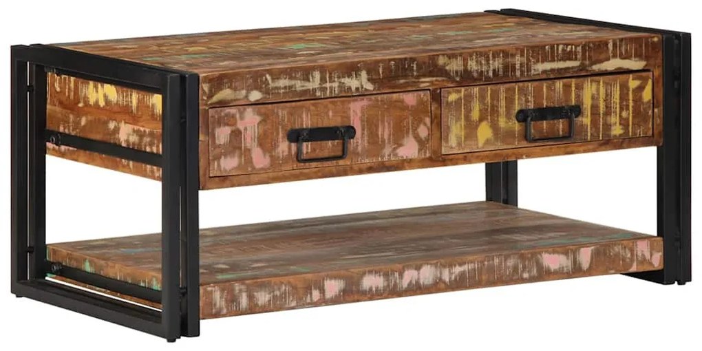 Dohányzóasztal többszínű 90x50x38cm tömörfa újrahasznosított fa