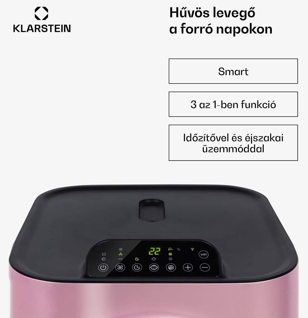 Klarstein Kraftwerk Smart 12K, klíma, 3 az 1-ben, 12 000 BTU, vezérlés alkalmazáson keresztül, távirányító