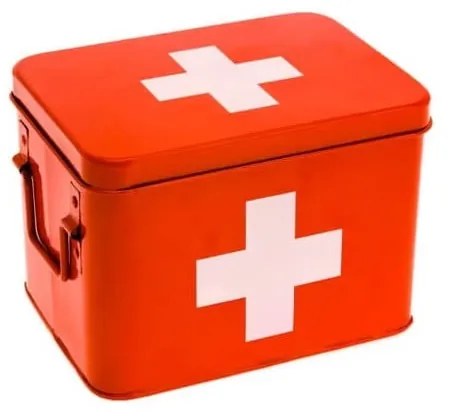 Piros fedeles fém tárolódoboz 21,5x15,5x16 cm Medicine – PT LIVING