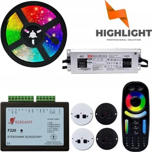 10m Lépcső szett F220 Félemelet Kaszkád Led szalag Digitális Rgb 50/50