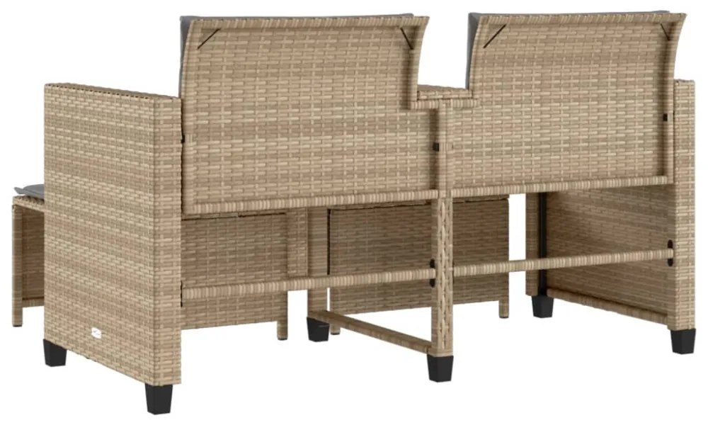 2 személyes bézs polyrattan kerti kanapé asztallal/székkel