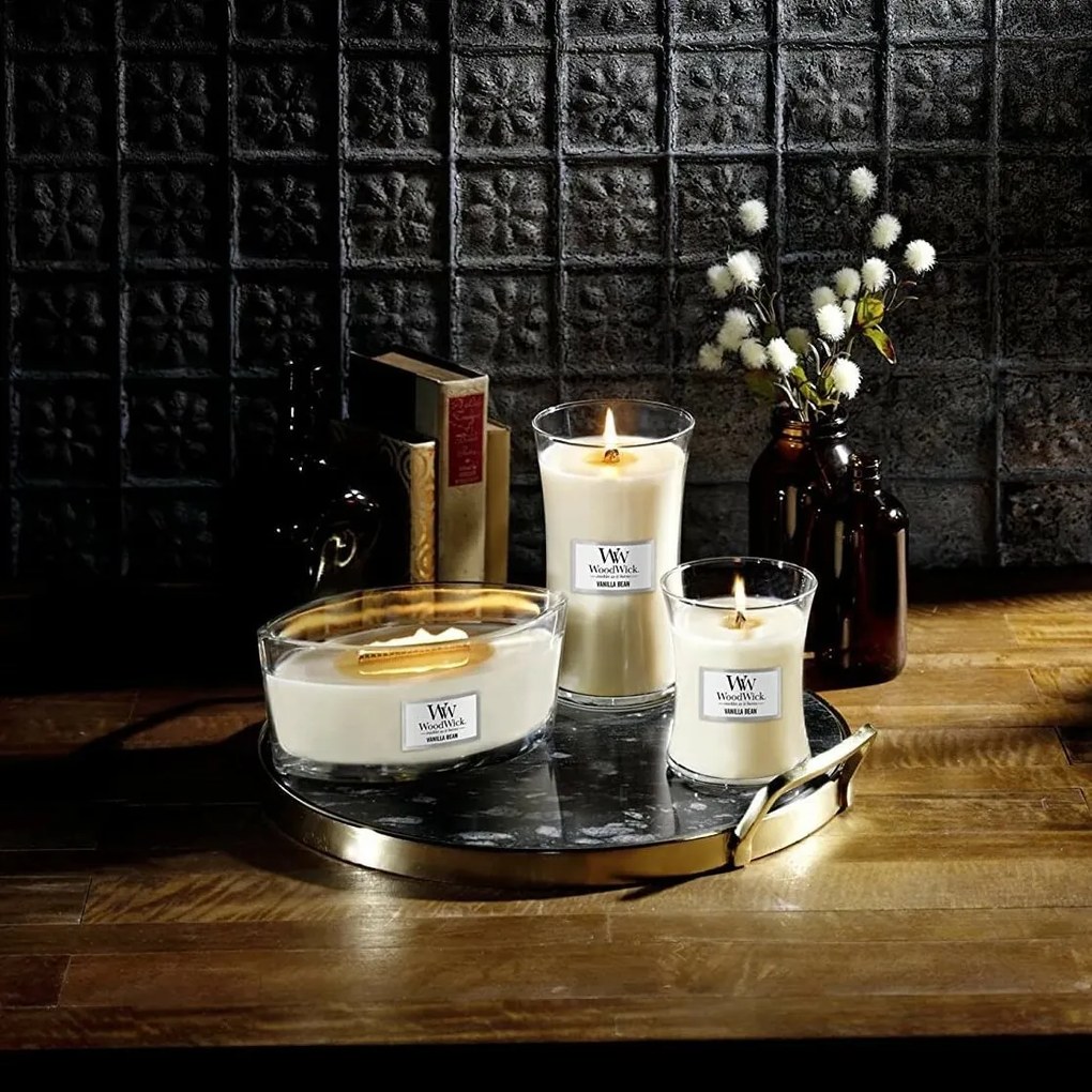WoodWick Illatosító gyertya nagy váza Vanilla Bean, 609 g