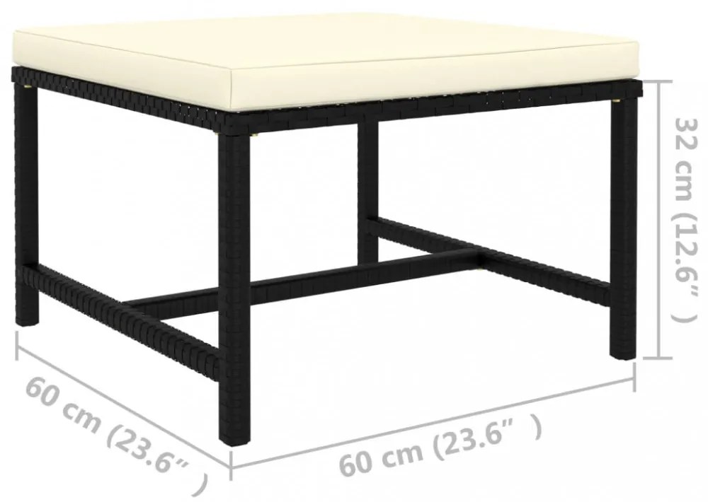 fekete elemes polyrattan lábtartó párnával