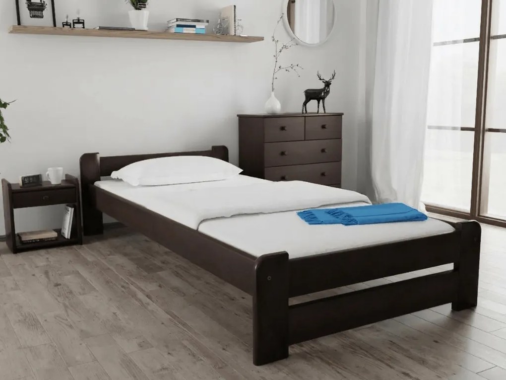 Emily ágy 90x200 cm, diófa Ágyrács: Léces ágyrács, Matrac: Matrac nélkül