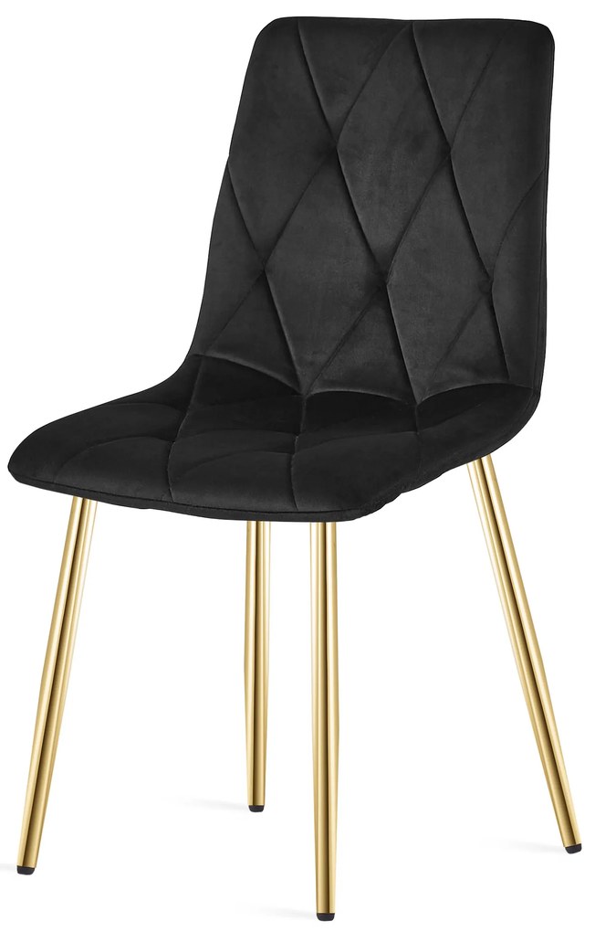Fekete bársony étkezőszék LIBRA arany lábakkal