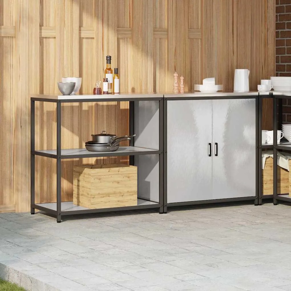 Konyhai Tároló Készlet polcokkal 2 pcs Ezüst 180 x 50 x 92 cm
