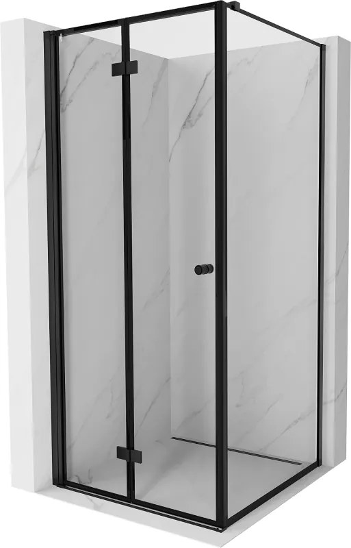 Mexen Mist-F összecsukható zuhanykabin bal 90 x 90 cm, fekete keret, fekete - 8A6T-090-090-70-70-L