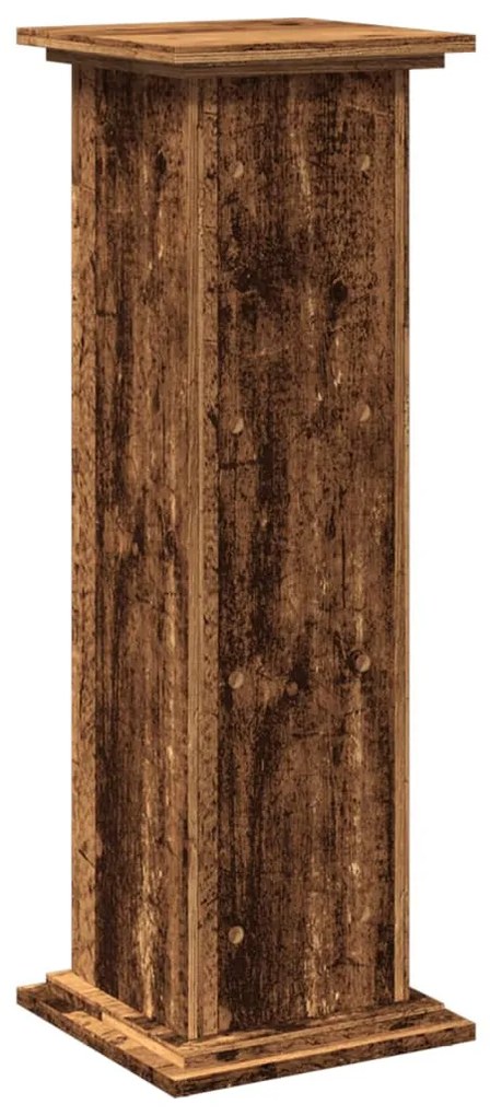 antik fa színű szerelt fa bemutatóállvány tárolóval 31x30x90 cm