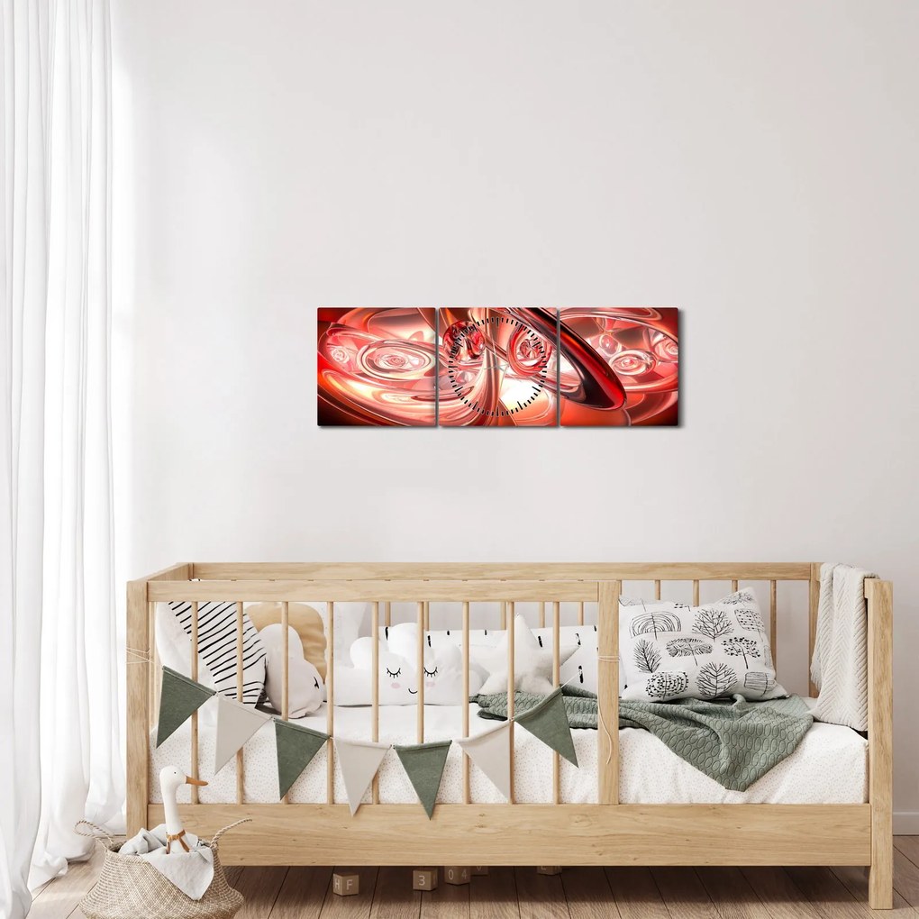 Kép - piros formák (órával) (90x30 cm)
