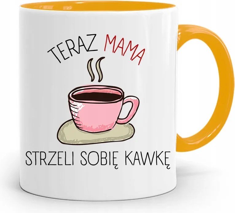 Sárga Bögre Anyukáknak Lőnek Egy Kávét, fényképes nyomattal