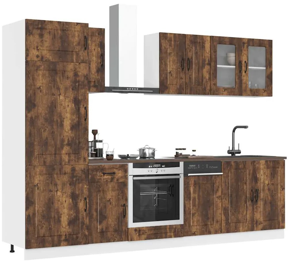 vidaXL 8 részes konyhaszekrény szett Kalmar füstölt tölgy műszaki fa