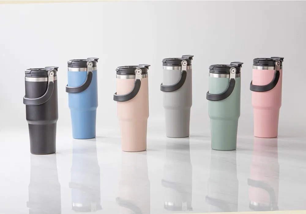 Fekete rozsdamentes acél utazó ivópalack 1 l Eco – Ladelle