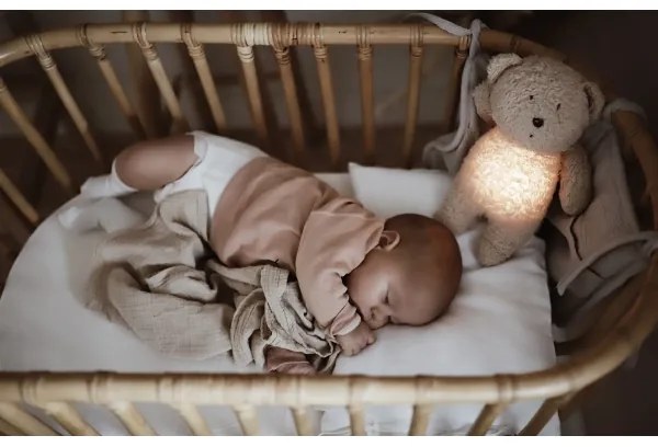 Moonie - Snuggle buddy dallammal és világítással medvebocs 2.0 organic szürke