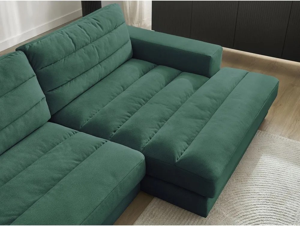 Zöld bársony sarokkanapé (jobb oldali-heverő résszel) Sierra – Bobochic Paris