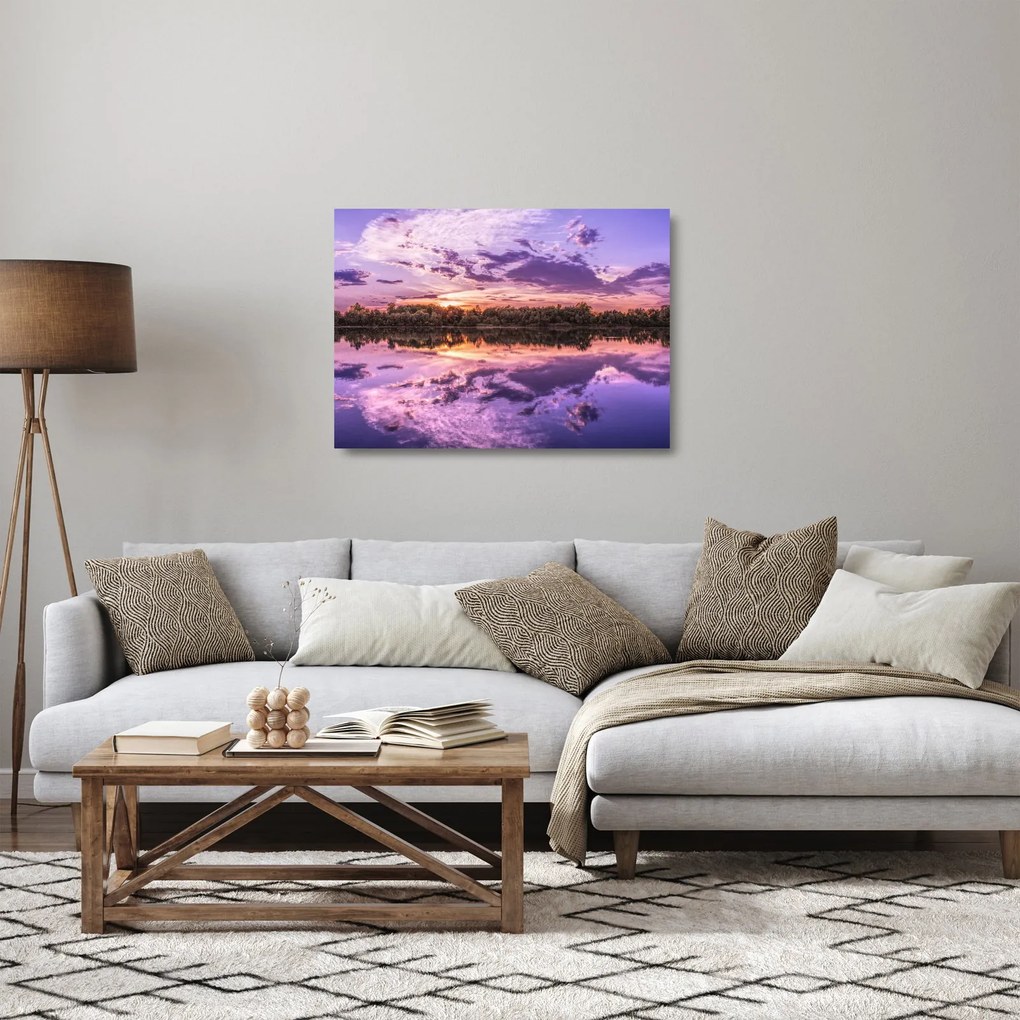 Lila ég képe (üvegen) (70x50 cm)