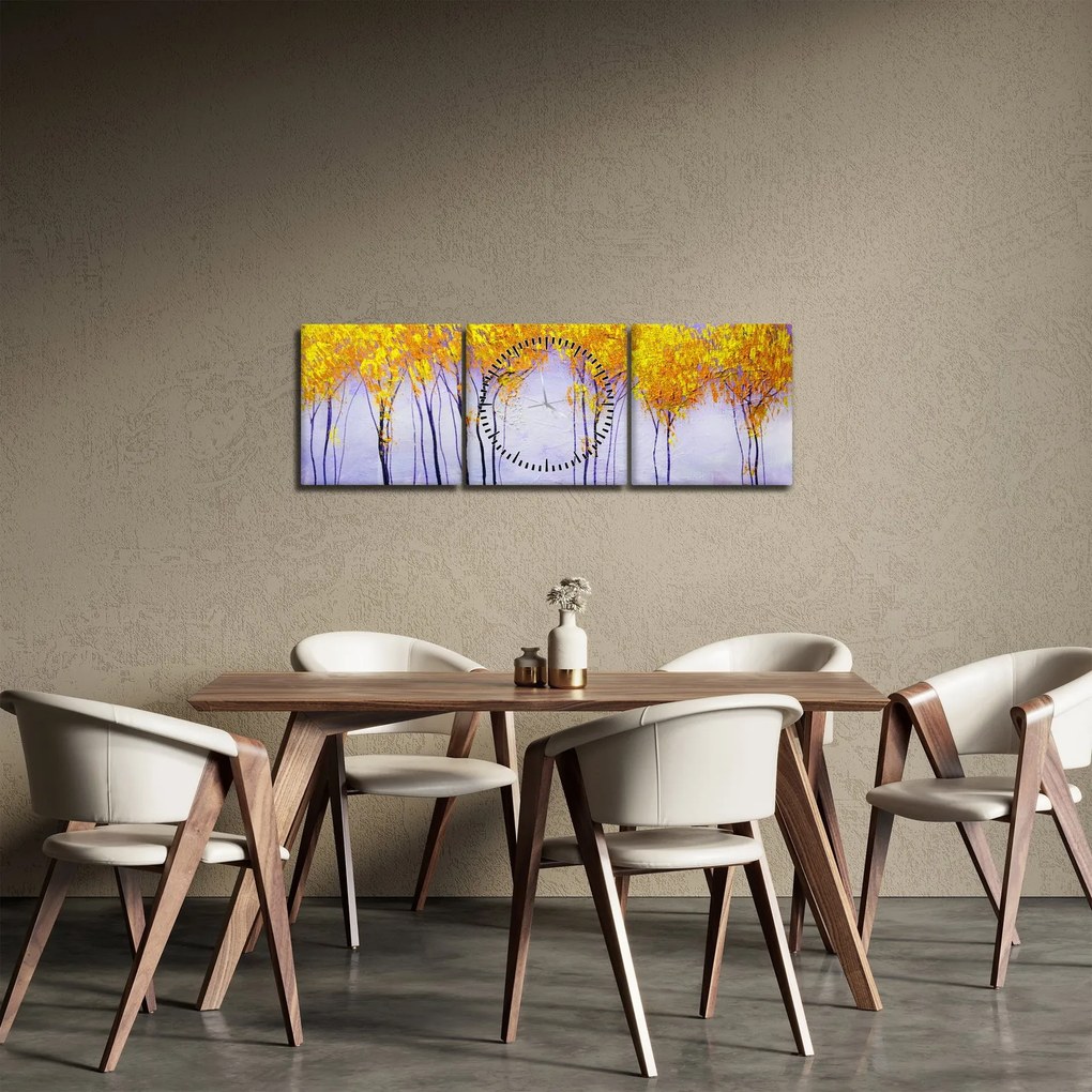 Sárga fák képe (órával) (90x30 cm)