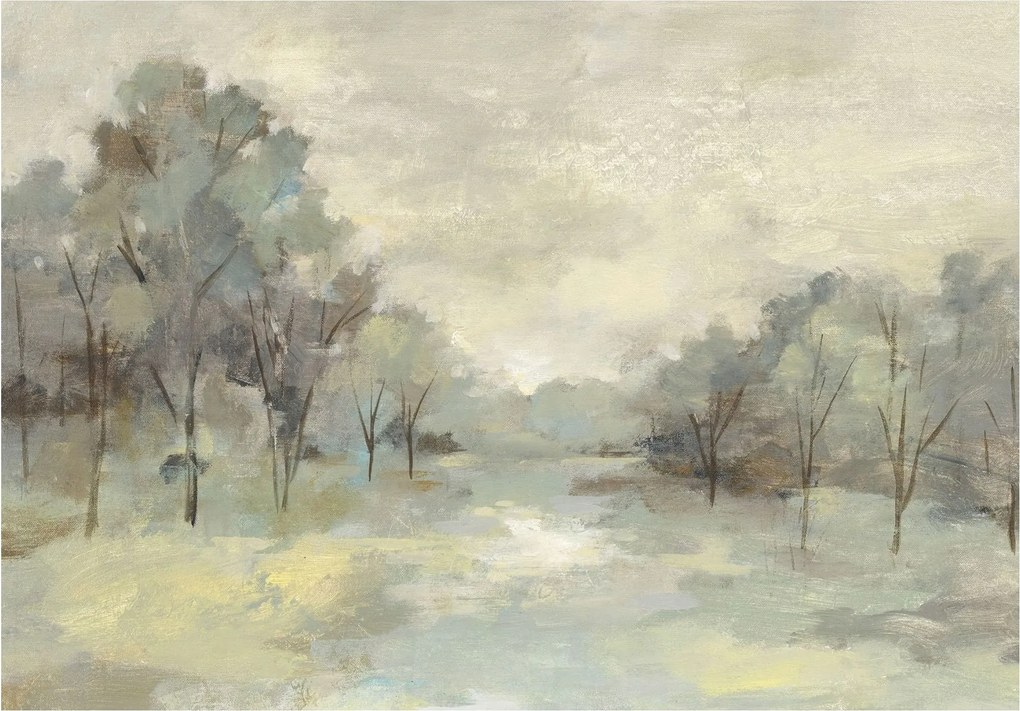 Fotótapéta flizelina Erdei akvarell ködös reggel harmónia 208x146 +ragasztó