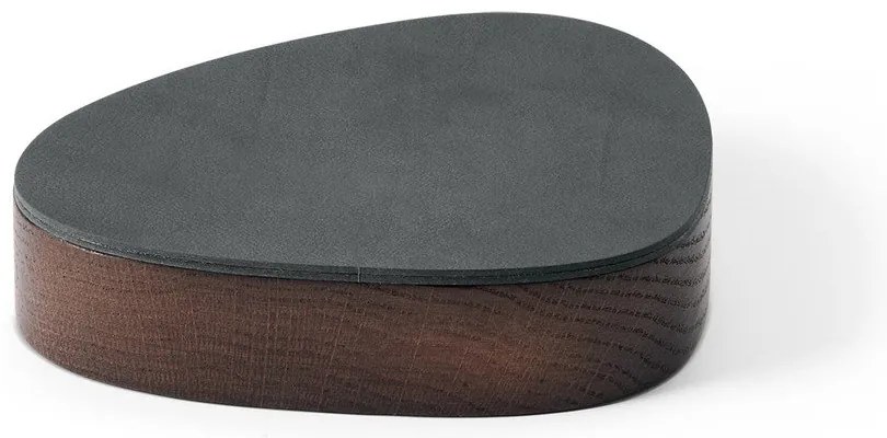 Antracitszürke-barna fedeles-dekoratív fa-öko bőr tárolódoboz 14x12,5x3,5 cm Curve Nupo – LIND DNA