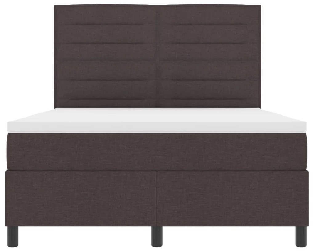 Rugós ágy matraccal és LED világítással, sötét barna - 140 x 190 cm szövet