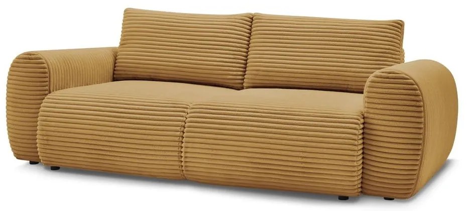 Mustársárga kordbársony kinyitható kanapé 257 cm Lucien – Bobochic Paris