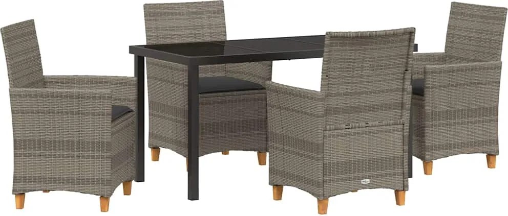 vidaXL Kert étkező szett 5 pcs Szürke polirattan