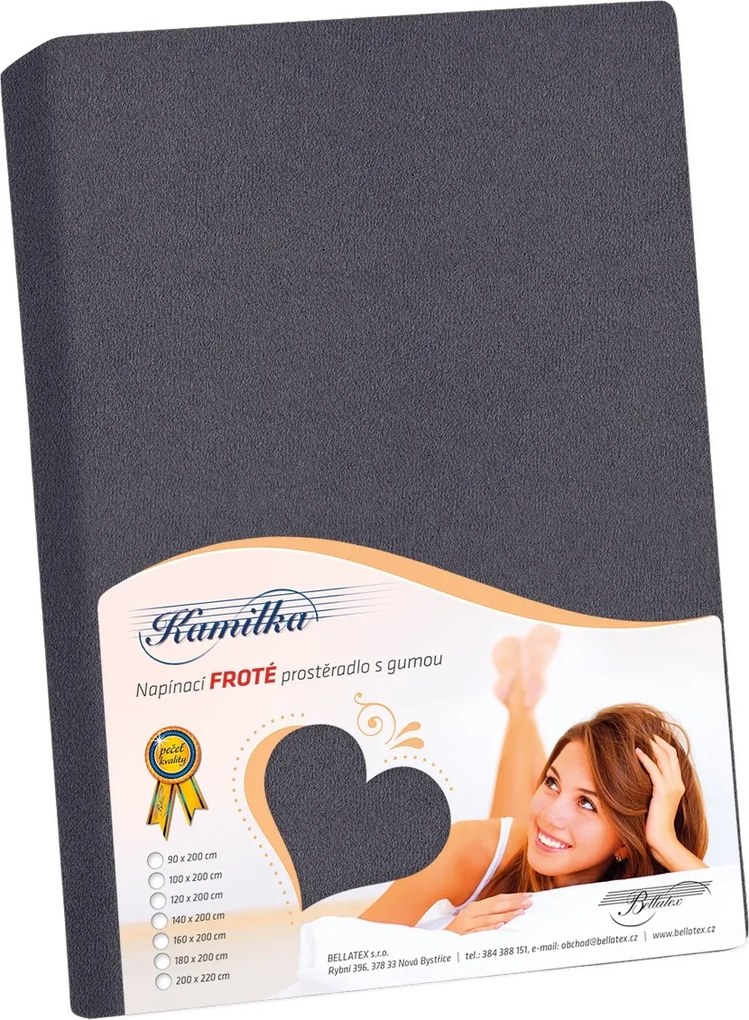 Bellatex frotté lepedő grafit, 90 x 200 cm