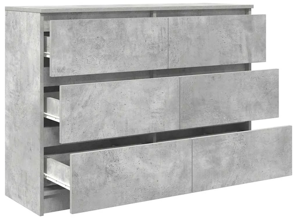 betonszürke szerelt fa tálalószekrény 100x35x76 cm