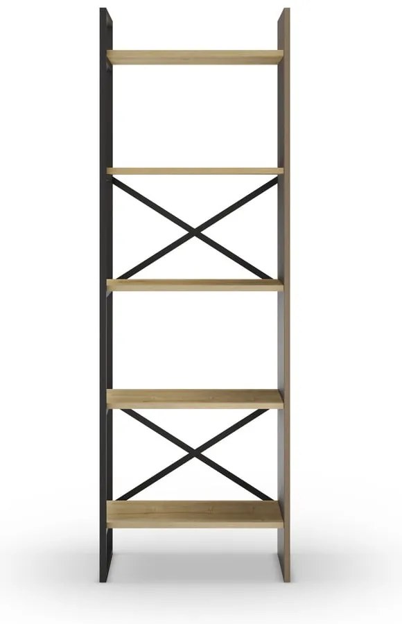 Natúr színű könyvespolc tölgyfa dekorral 58x175 cm Ara – Marckeric