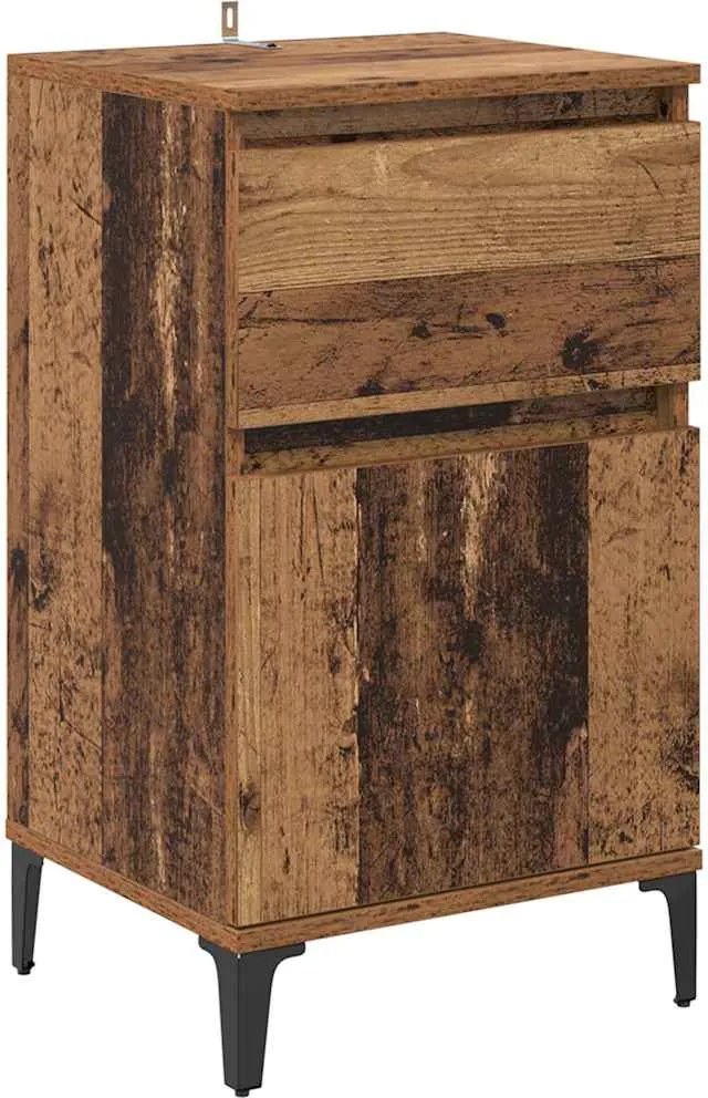 vidaXL Éjjeliszekrény fiókkal Öreg fa 40 x 35 x 70 cm Faanyag