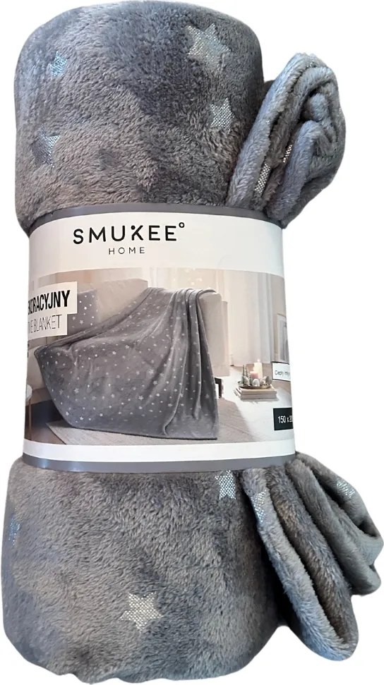 Karácsonyi takaró Smukee 150x200 szürke csillag