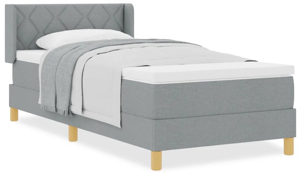 Boxspring Ágy Matrac Fekete Szürke Színben, 100 x 200 cm Szövet