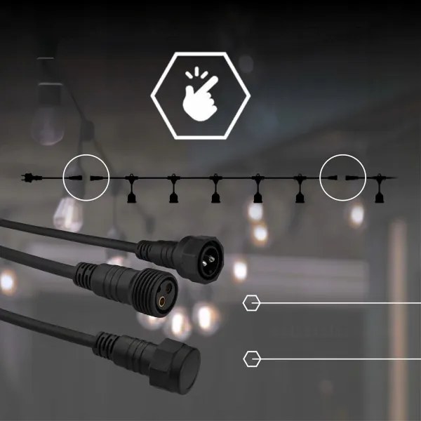 LED kültéri dekorációs füzér 10xE27/1W/230V 10,94 m IP44 fekete