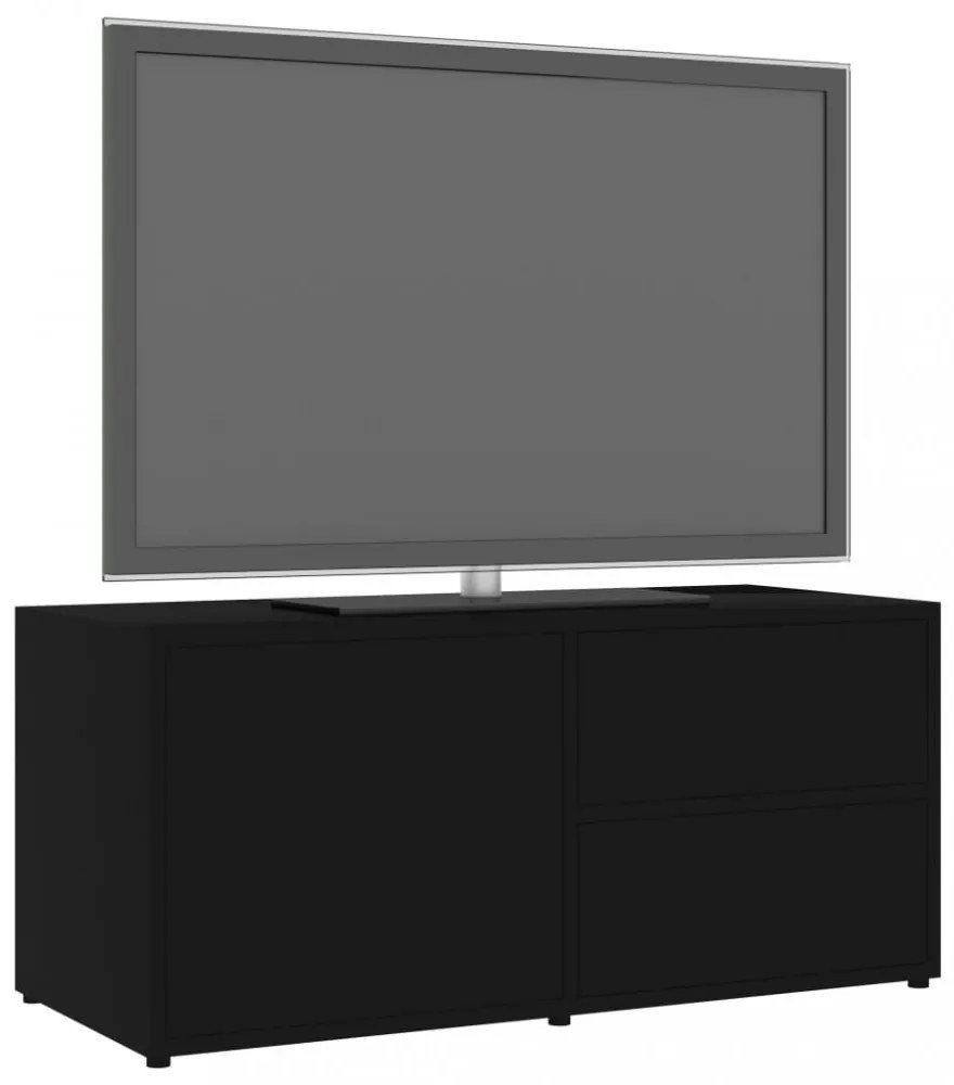 fekete szerelt fa TV-szekrény 80 x 34 x 36 cm