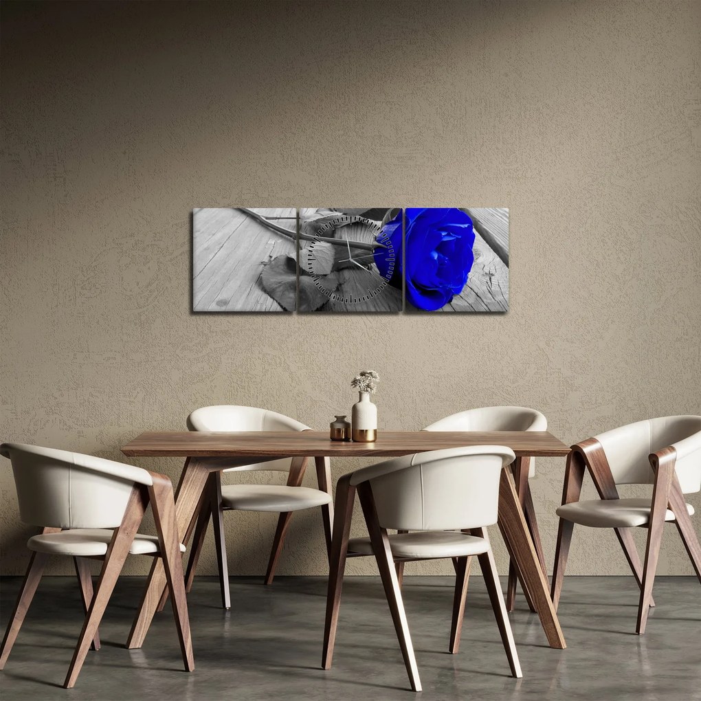 Kép - Kék rózsa (órával) (90x30 cm)