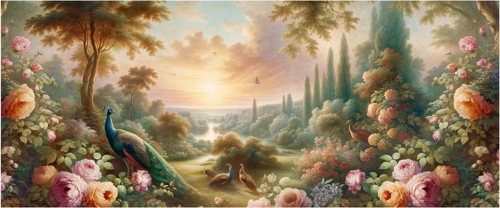 Kép - Pávák a kertben (120x50 cm)