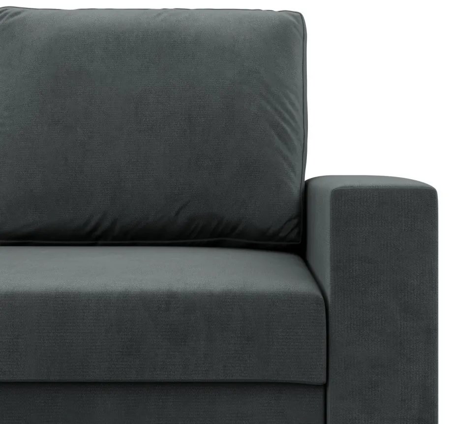 Zeus sarokkanapé, 1 ágyneműtartóval, egyenes kartámasz, bársony, univerzális oldal, bonell töltet, szürke