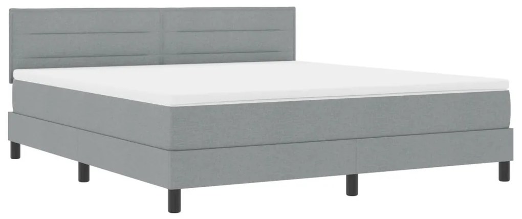 Box Spring Ágy Matraccal & LED Világosszürke 180x200 cm Szövet
