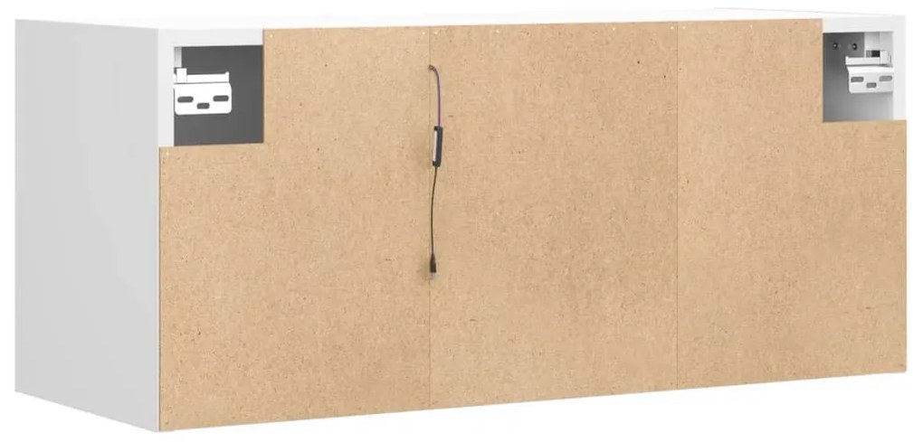 fehér falra szerelhető TV-szekrény LED-lámpákkal 80x31x35 cm