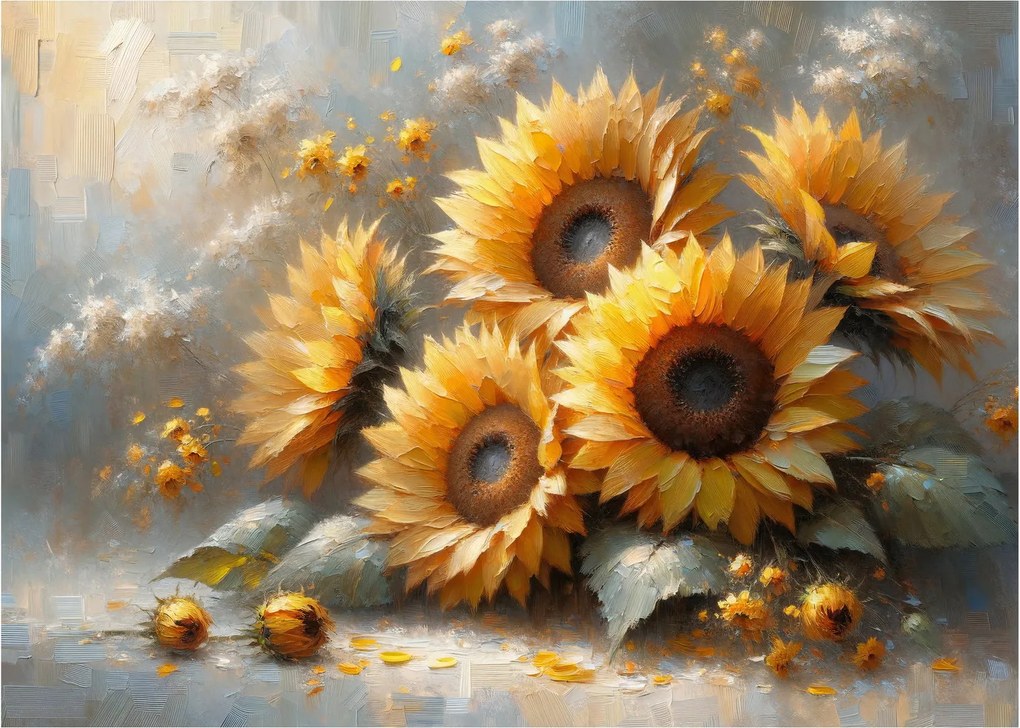 Üveg kép - Napraforgók festménye (70x50 cm)