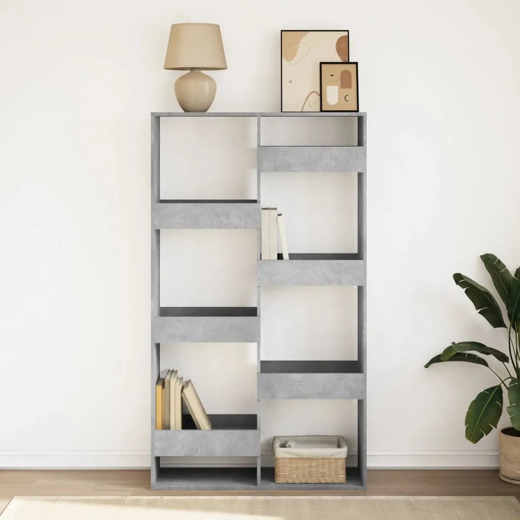 betonszürke szerelt fa könyvespolc 100 x 33 x 175 cm