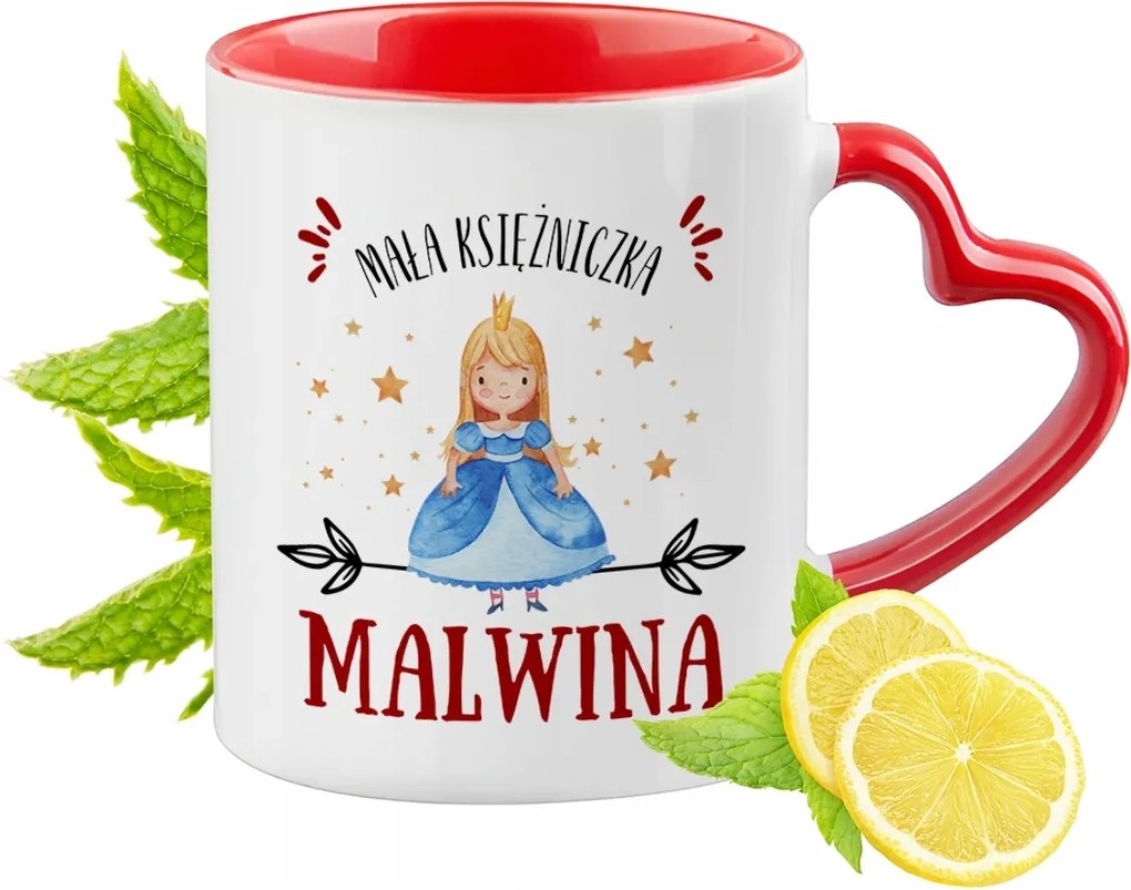 Piros bögre szív alakú füllel Malvina Ajándék