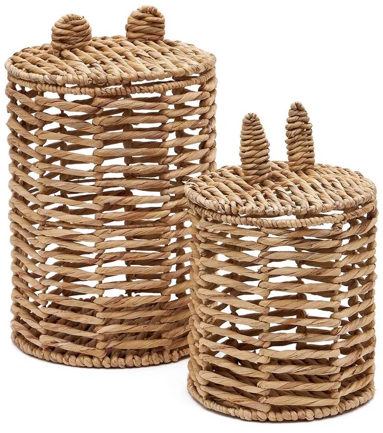 Natúr színű vízijácint játéktároló kosár szett 2 db-os ø 30x50 cm Venezia – Kave Home