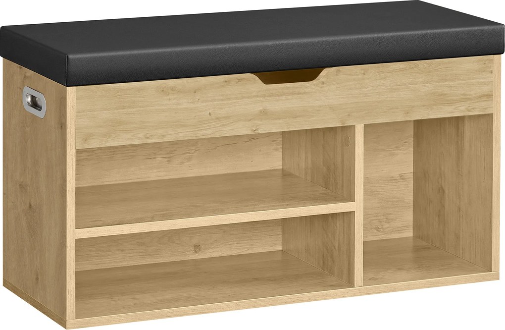 Cipőtartó pad fekete, műbőr ülőlappal TAYLOR ARTISAN 80x30x44 cm