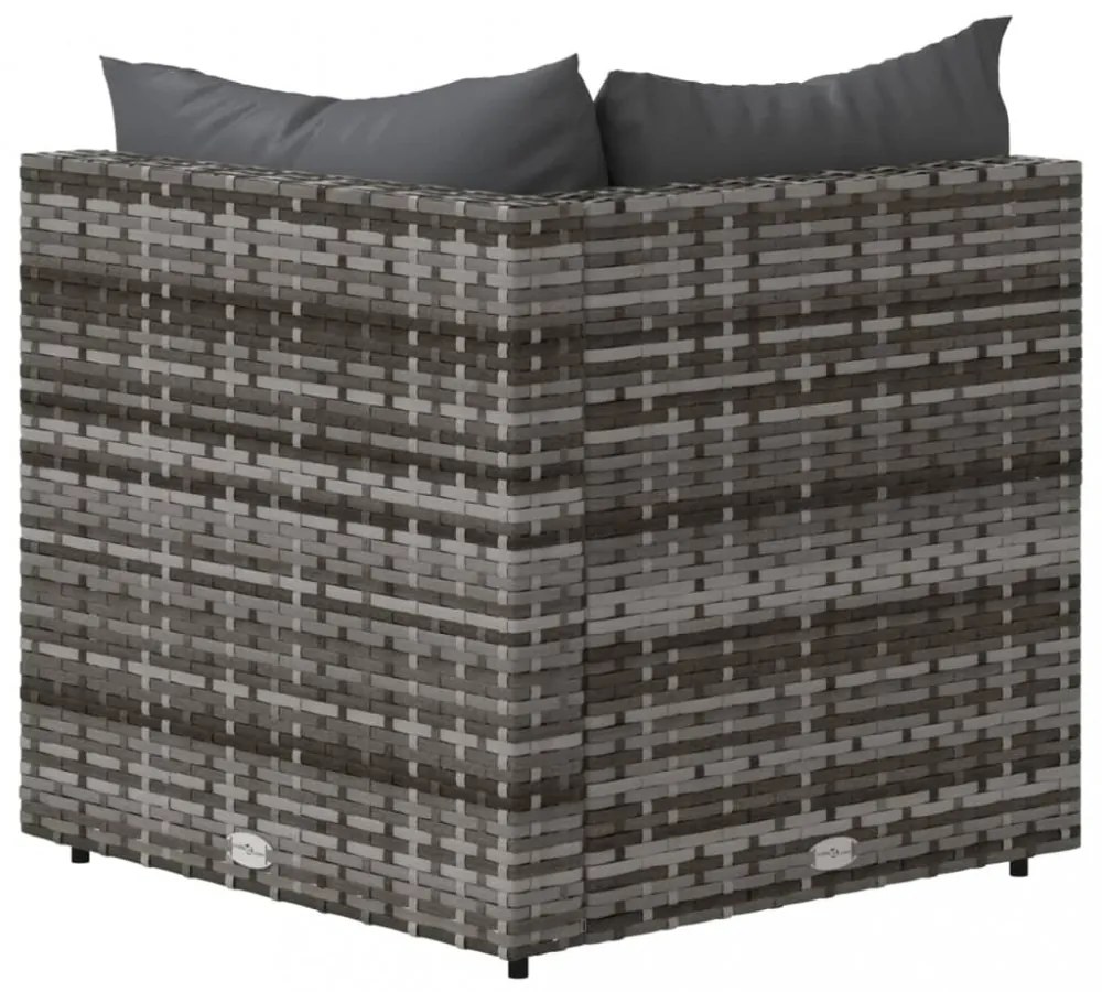 szürke polyrattan kerti sarokkanapé párnákkal
