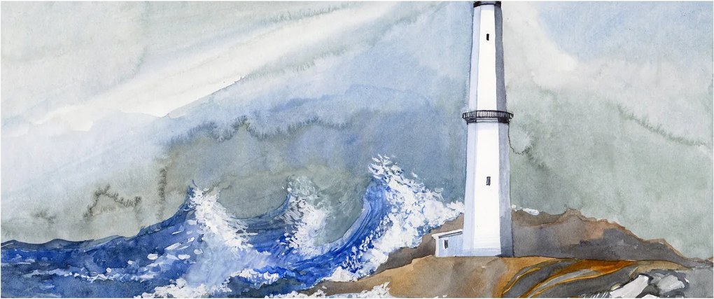 Világítótorony festményének képe (120x50 cm)