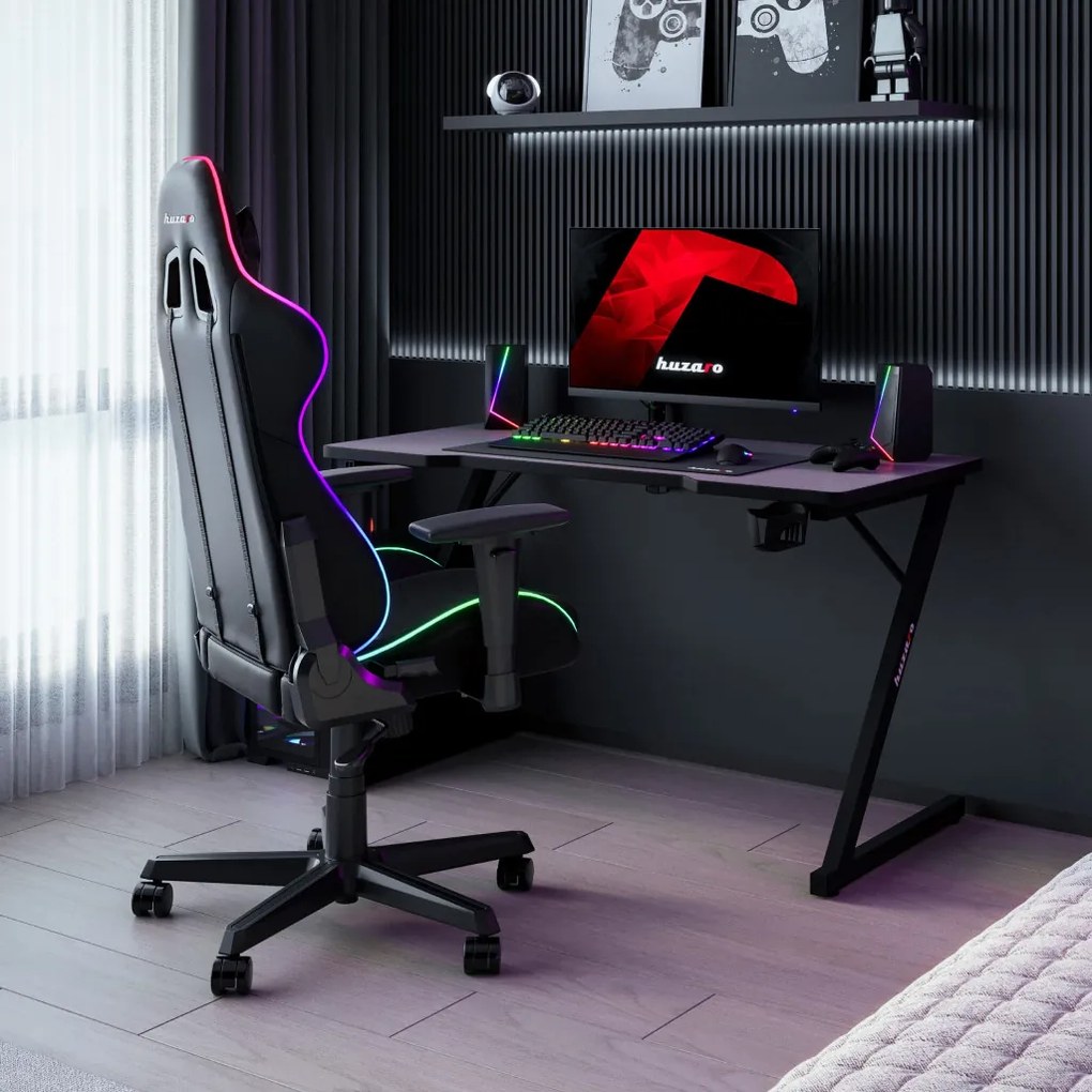 Gamer asztal, 120 x 60 cm, fekete